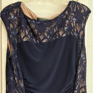 Navy cocktail dress, size 14, worn once. Dress by Ralph Lauren